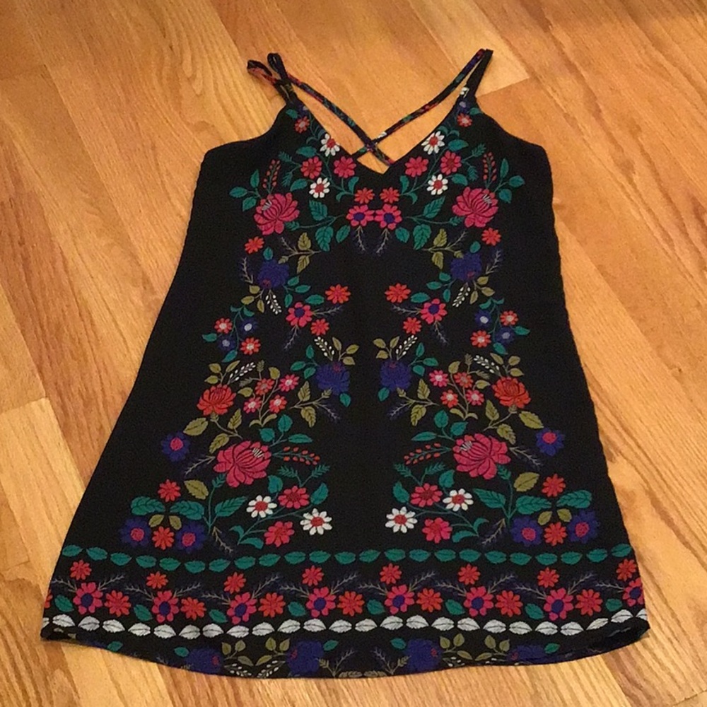 Black floral slip dress. Never worn.